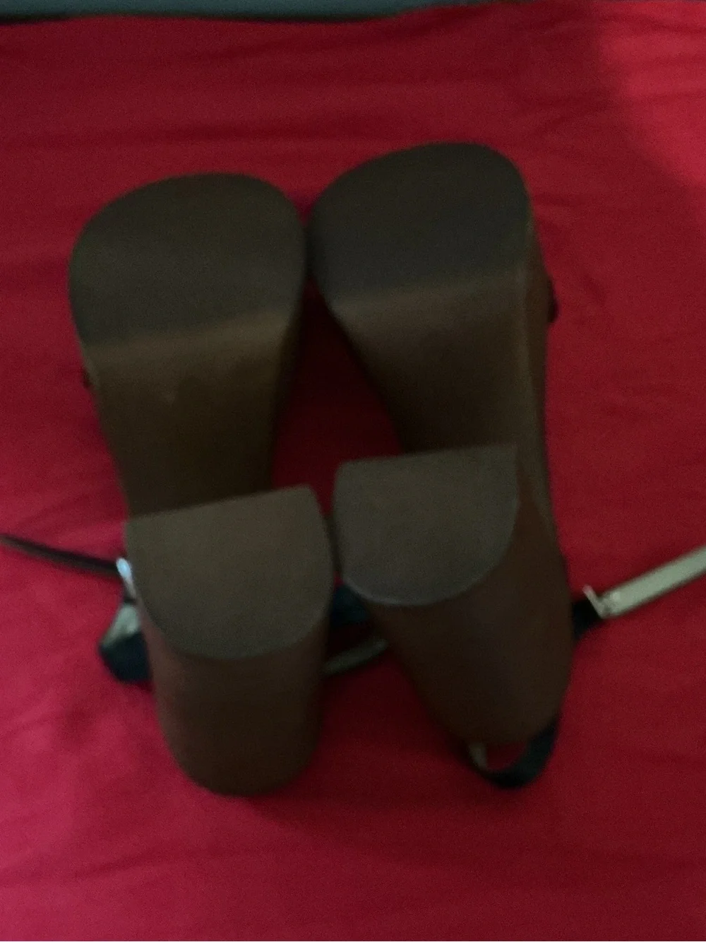 Black Leather Platform Block Heels - Size 7 - NIB